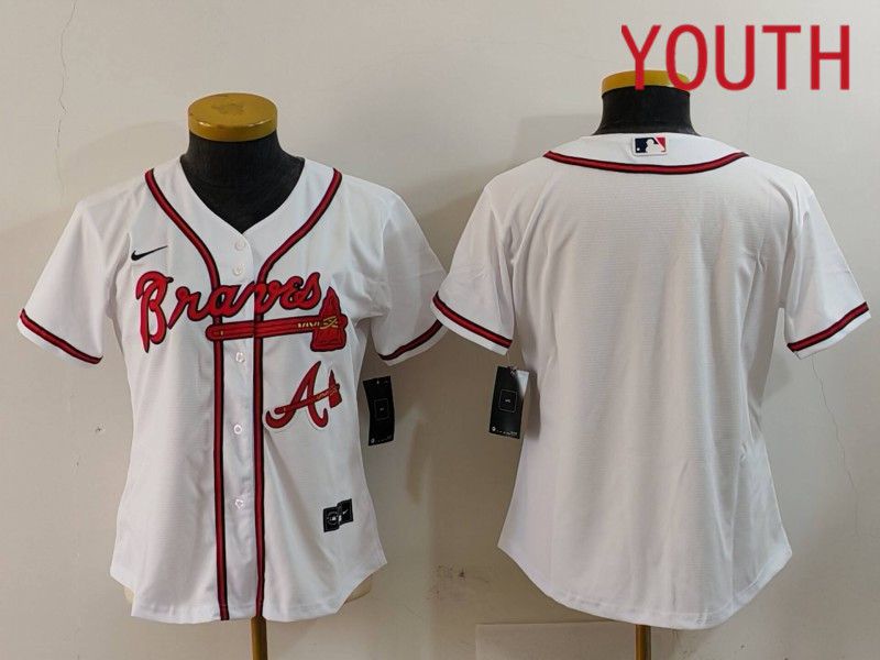 Youth Atlanta Braves Blank White Game 2024 Nike MLB Jersey style 1